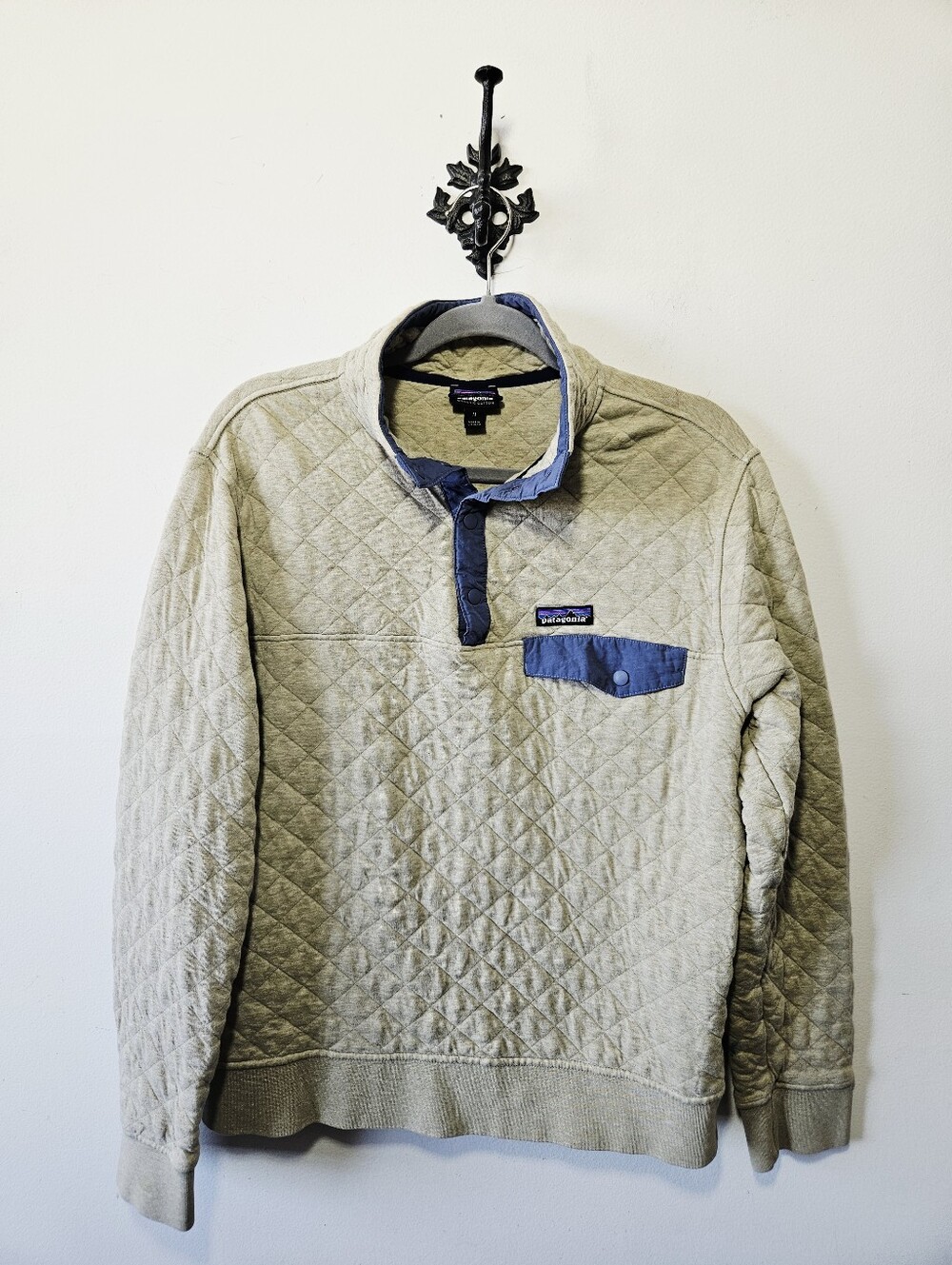 Patagonia Organic Cotton Snap T Pullover Size M Quilted